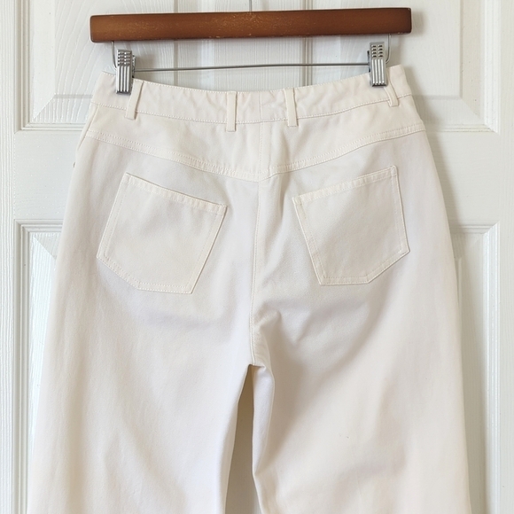 St. John Sport Lightweight High Waisted Relaxed Fit Straight Leg Pants Cream 4 - Picture 7 of 16